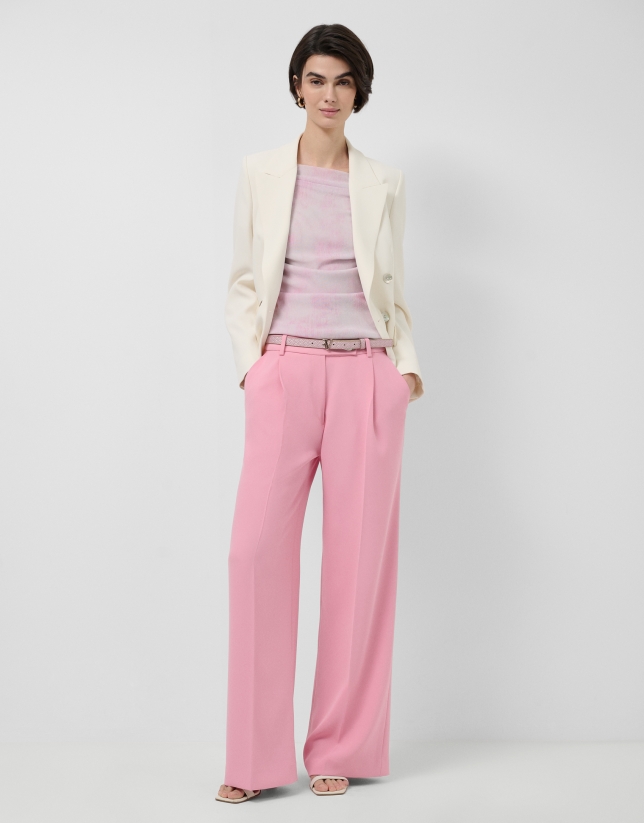 Camiseta manga corta tul rosa