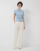 Light blue tulle short-sleeved t-shirt