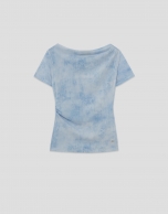 Camiseta manga corta tul azul claro