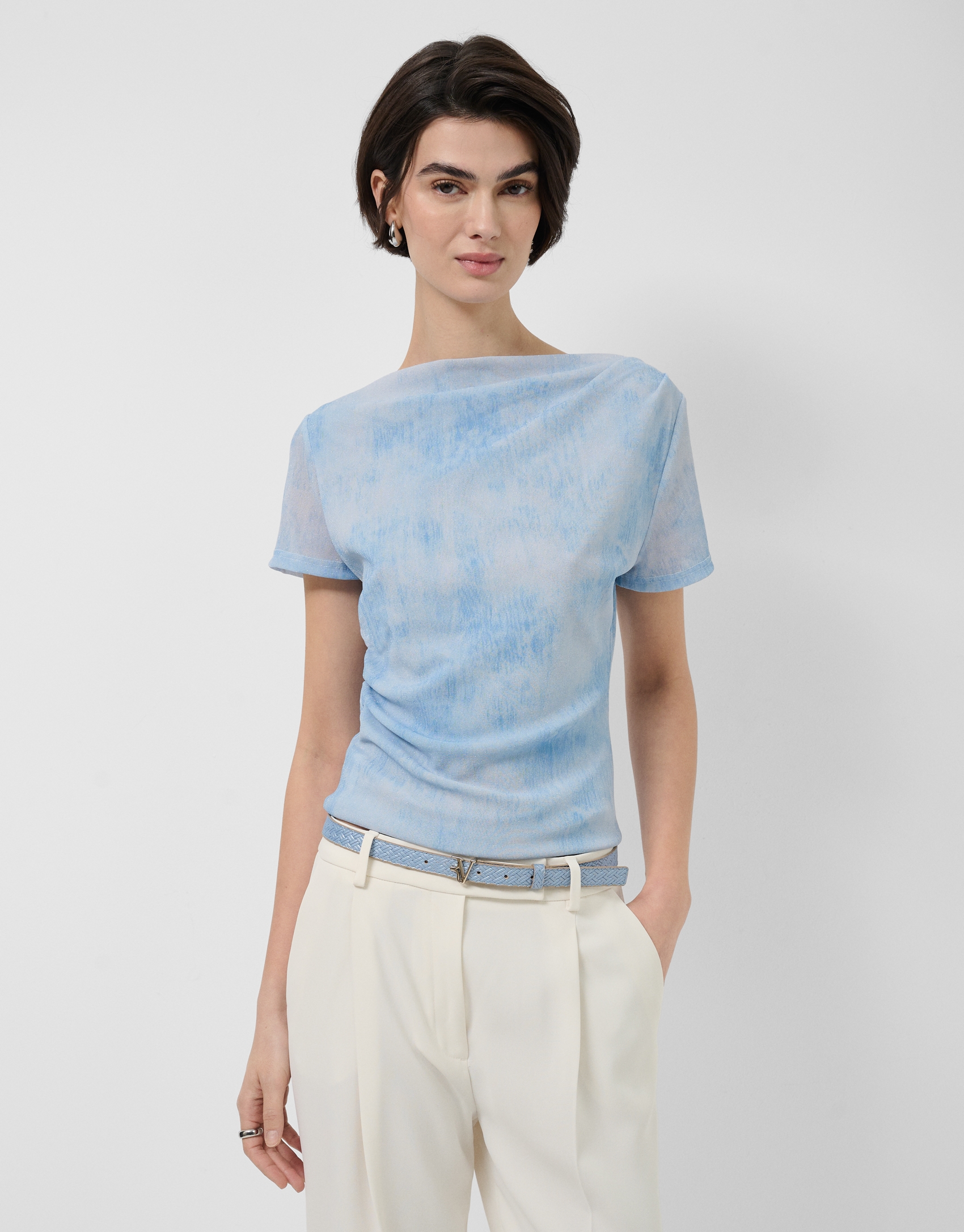 Camiseta manga corta tul azul claro