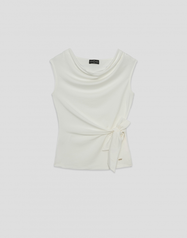 Camiseta sin mangas punto cortado crudo