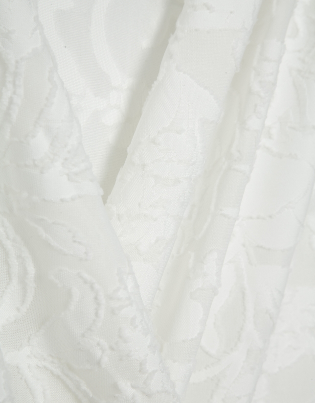 White devor&eacute; knit crossover sleeveless T-shirt