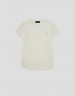 White lightweight cotton V-neck T-shirt