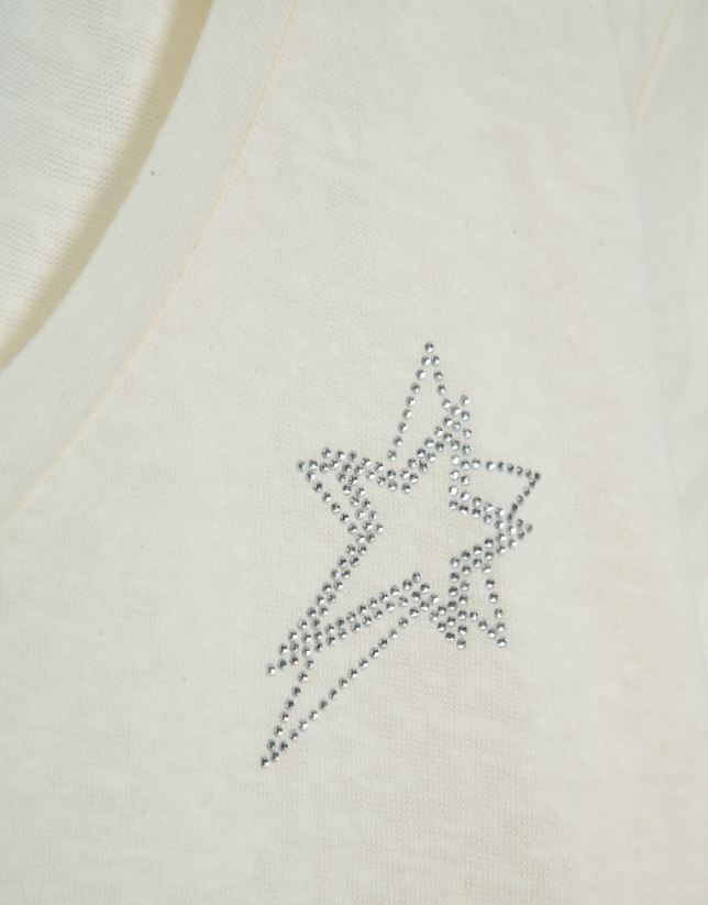 White lightweight cotton V-neck T-shirt