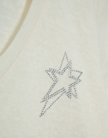 Camiseta cuello pico punto algod&oacute;n ligero blanco