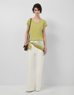 Lightweight cotton V-neck T-shirt in green