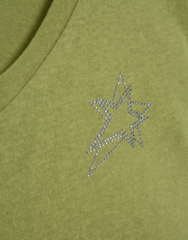 Lightweight cotton V-neck T-shirt in green