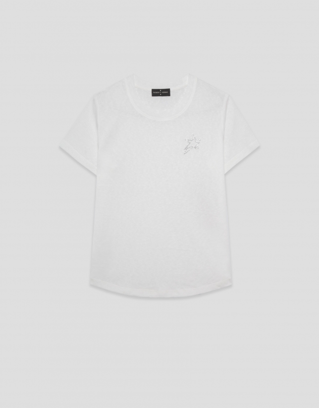 Camiseta cuello redondo punto algod&oacute;n ligero blanco