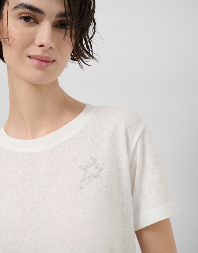 Lightweight cotton crew neck T-shirt in white