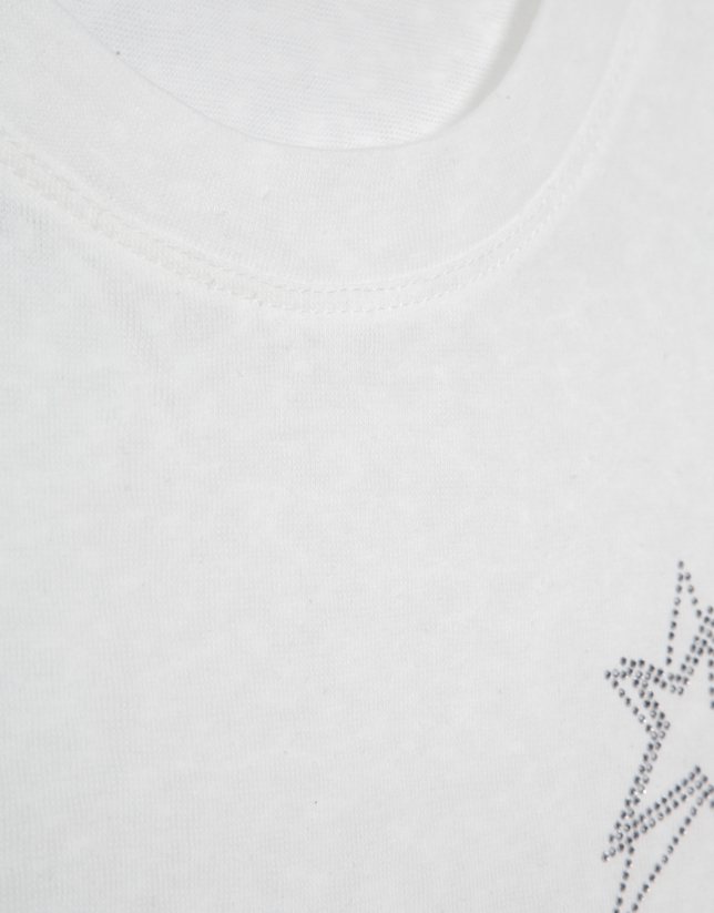 Camiseta cuello redondo punto algod&oacute;n ligero blanco