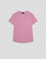 Camiseta cuello redondo punto algod&oacute;n ligero rosa