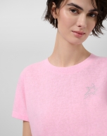 Camiseta cuello redondo punto algod&oacute;n ligero rosa