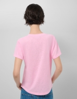 Camiseta cuello redondo punto algod&oacute;n ligero rosa
