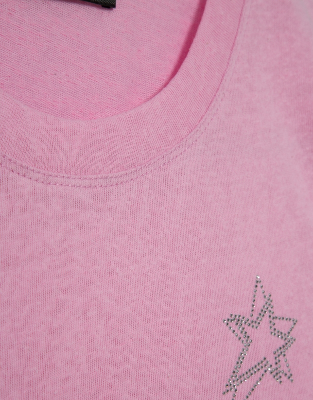 Camiseta cuello redondo punto algod&oacute;n ligero rosa