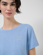 Camiseta cuello redondo punto algod&oacute;n ligero azul