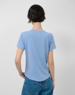 Lightweight blue cotton crew neck T-shirt