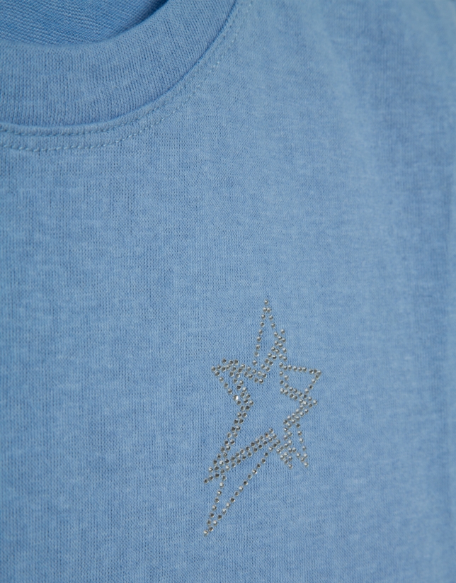 Camiseta cuello redondo punto algod&oacute;n ligero azul