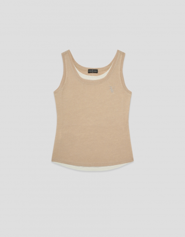 Camel and beige tank top