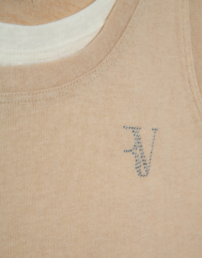 Camel and beige tank top