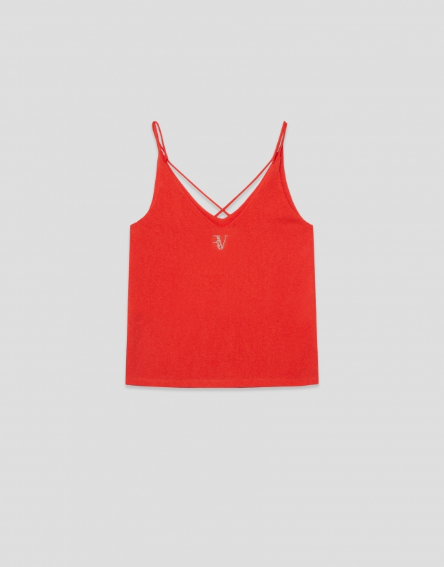 Camiseta tirante doble rojo coral