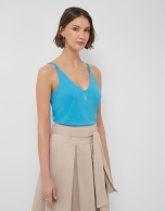 Turquoise blue double strap T-shirt