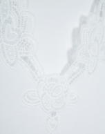 White short-sleeved T-shirt with embroidered neckline