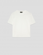 Camiseta oversize blanca con strass RV en pecho