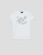 Camiseta manga corta blanca bordado vegetal delantero