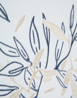 White short-sleeved t-shirt with floral embroidery on the front