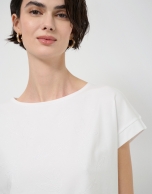 White oversized sleeveless t-shirt with floral embroidery