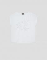 Camiseta sin mangas oversize blanca con estrellas y hojas