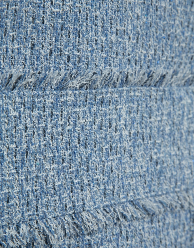 Vestido recto manga corta tweed tonos azules