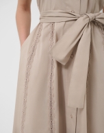 Camel shirt midi dress with lace straps