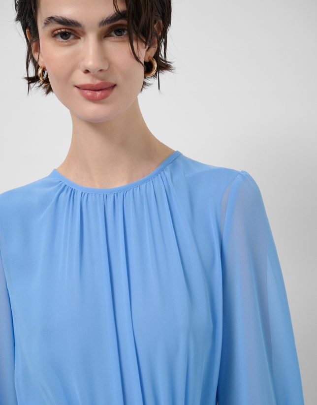 Vestido largo fruncido azul