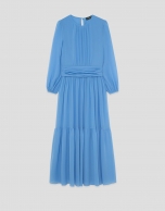 Vestido largo fruncido azul