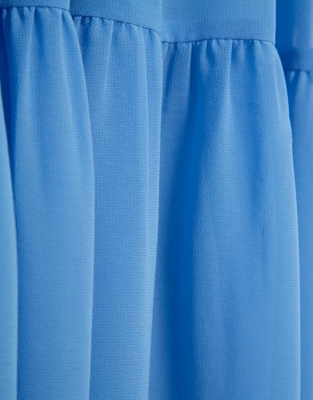 Vestido largo fruncido azul