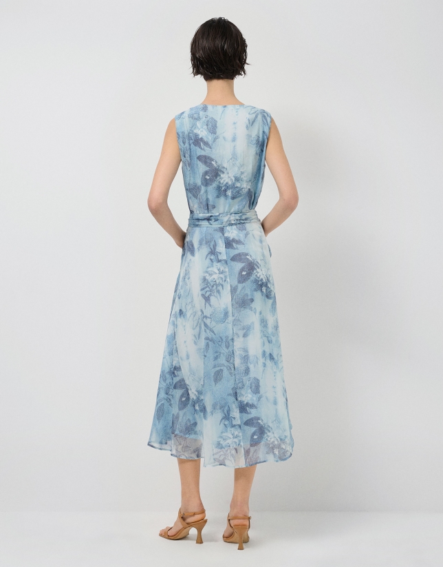 Lightweight blue midi sleeveless dress