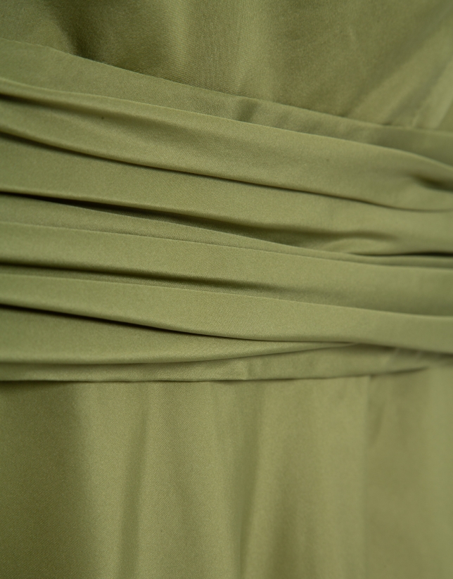 Vestido sin mangas tafeta verde