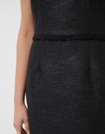 Vestido sin mangas recto tejido trama negra