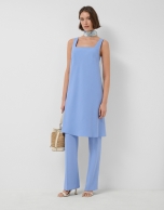 Light blue crepe dress with armholes