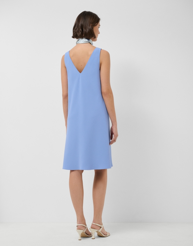 Light blue crepe dress with armholes