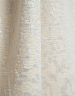 Beige floral jacquard dress with silver metallic thread