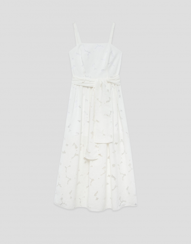 Vestido tirantes devor&eacute; blanco con estampado floral