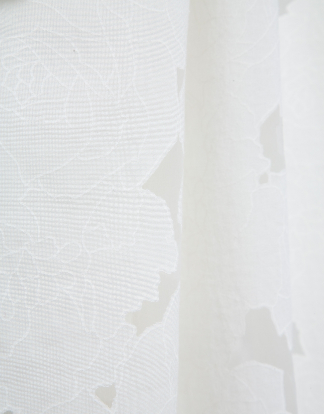 White devor&eacute; strappy dress with floral print