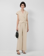 Beige double-breasted waistcoat with black pinstripes