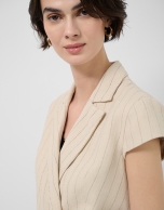 Beige double-breasted waistcoat with black pinstripes