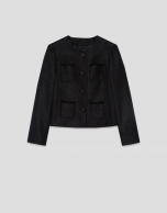 Short black woven jacket