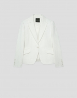 Chaqueta corta trama con brillo blanca