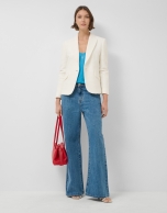 Chaqueta corta trama con brillo blanca