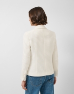 Chaqueta corta trama con brillo blanca